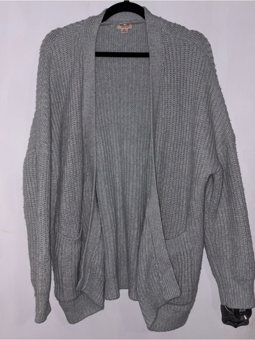 Mossimo Supply Co. Light Gray Open-Front Knit Cardigan